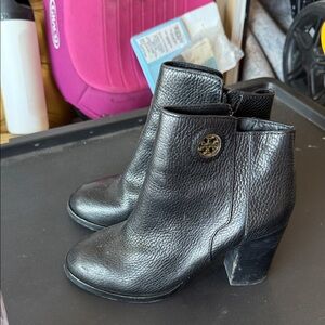 Tory Burch Black Textured Ankle Booties
